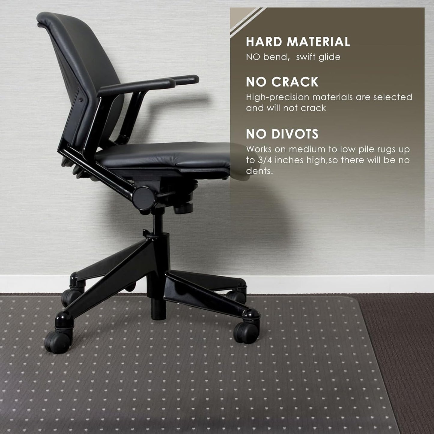 Azadx Heavy Duty Office Chair Mat for Carpet 51" x 63" Hard Material Chair Mat for Carpeted Floor
