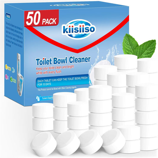 KIISIISO Toilet Bowl Cleaner Tablets 50 PACK, Automatic Bleach Toilet Tank Cleaners, Bathroom