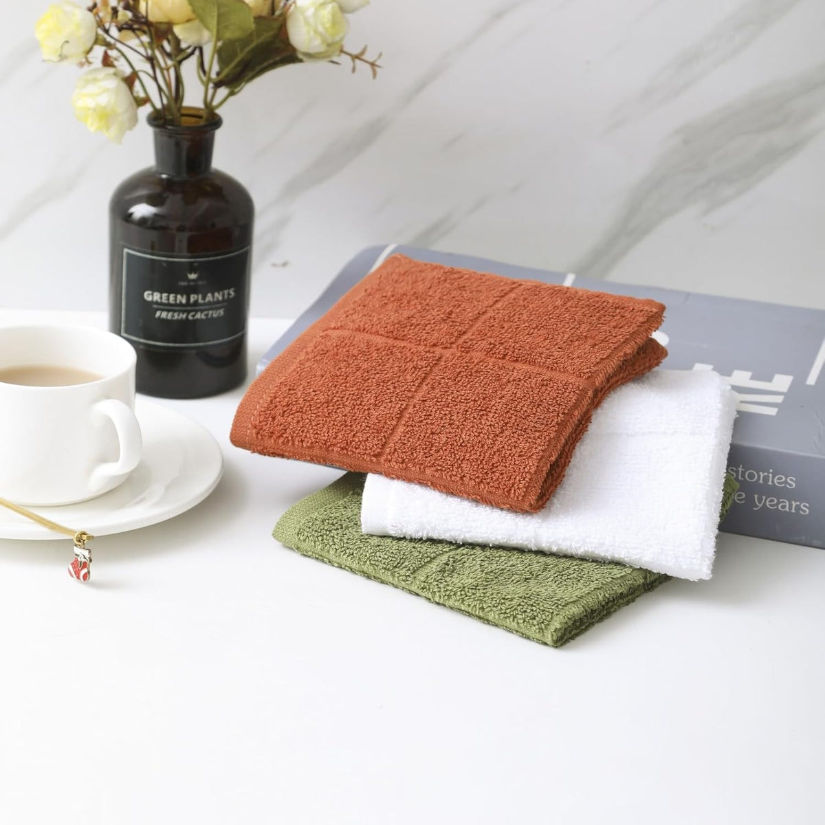 Glynniss Dishcloths Kitchen Highly Absorbent Dish Rags 100% Cotton Dish Cloths for Washing Dishes