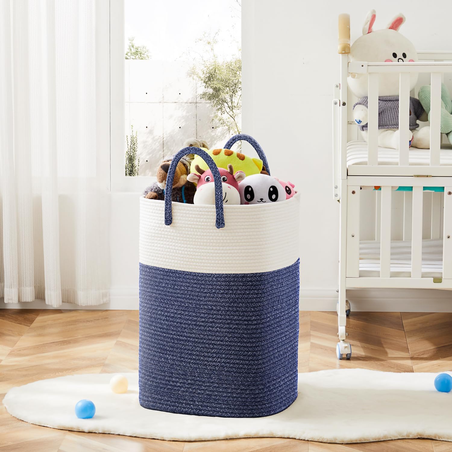 Laundry Basket,Woven Cotton Rope Laundry Hamper,Versatile Storage for Dirty Clothes,Baby Toys,and
