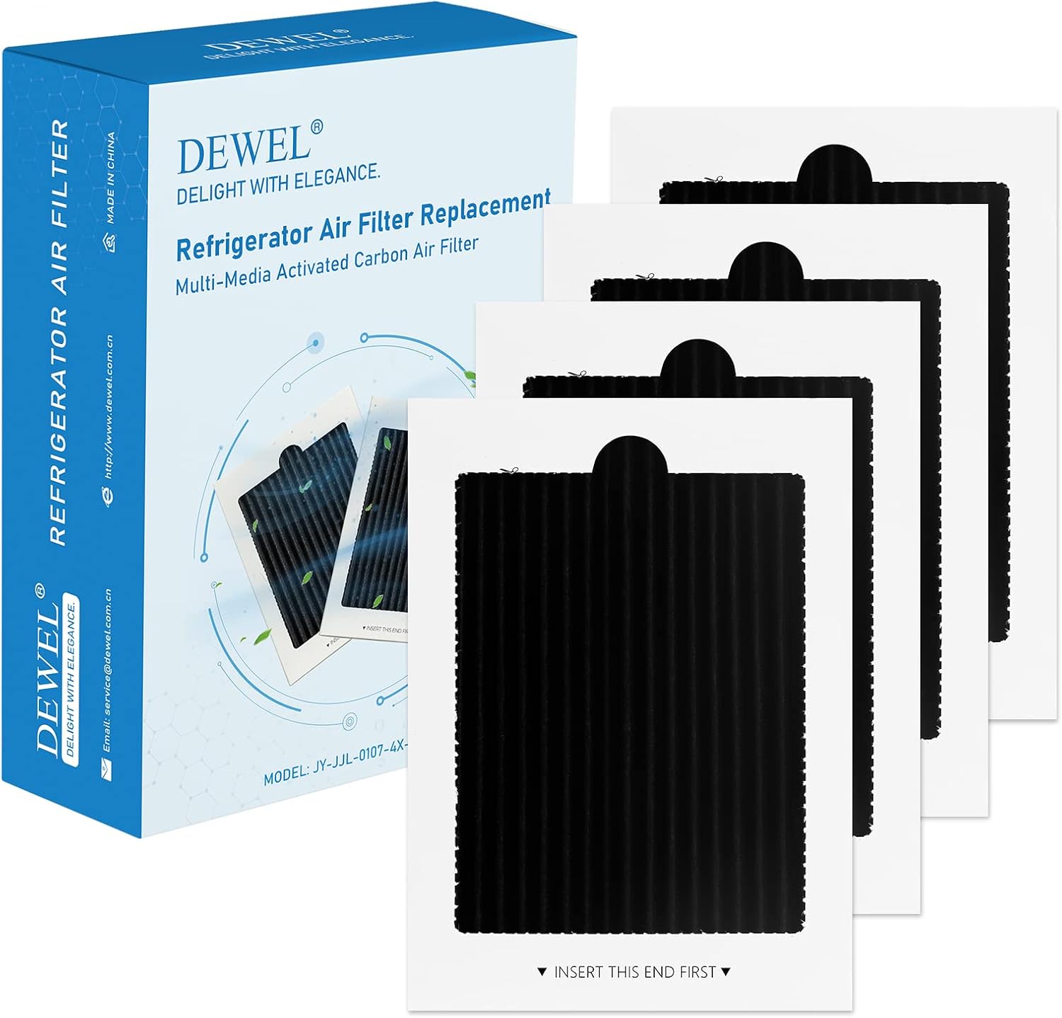 Refrigerator Air Filter Replacement 4 Pack, Carbon Activated Air Filter Compatible with Frigidaire