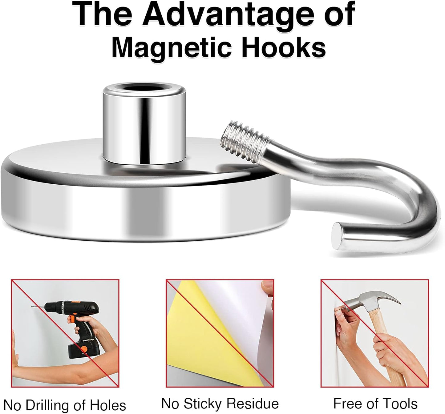 MIKEDE Magnetic Hooks Heavy Duty, 170Lbs+ Super Strong Magnet Hooks for Cruise Essentials