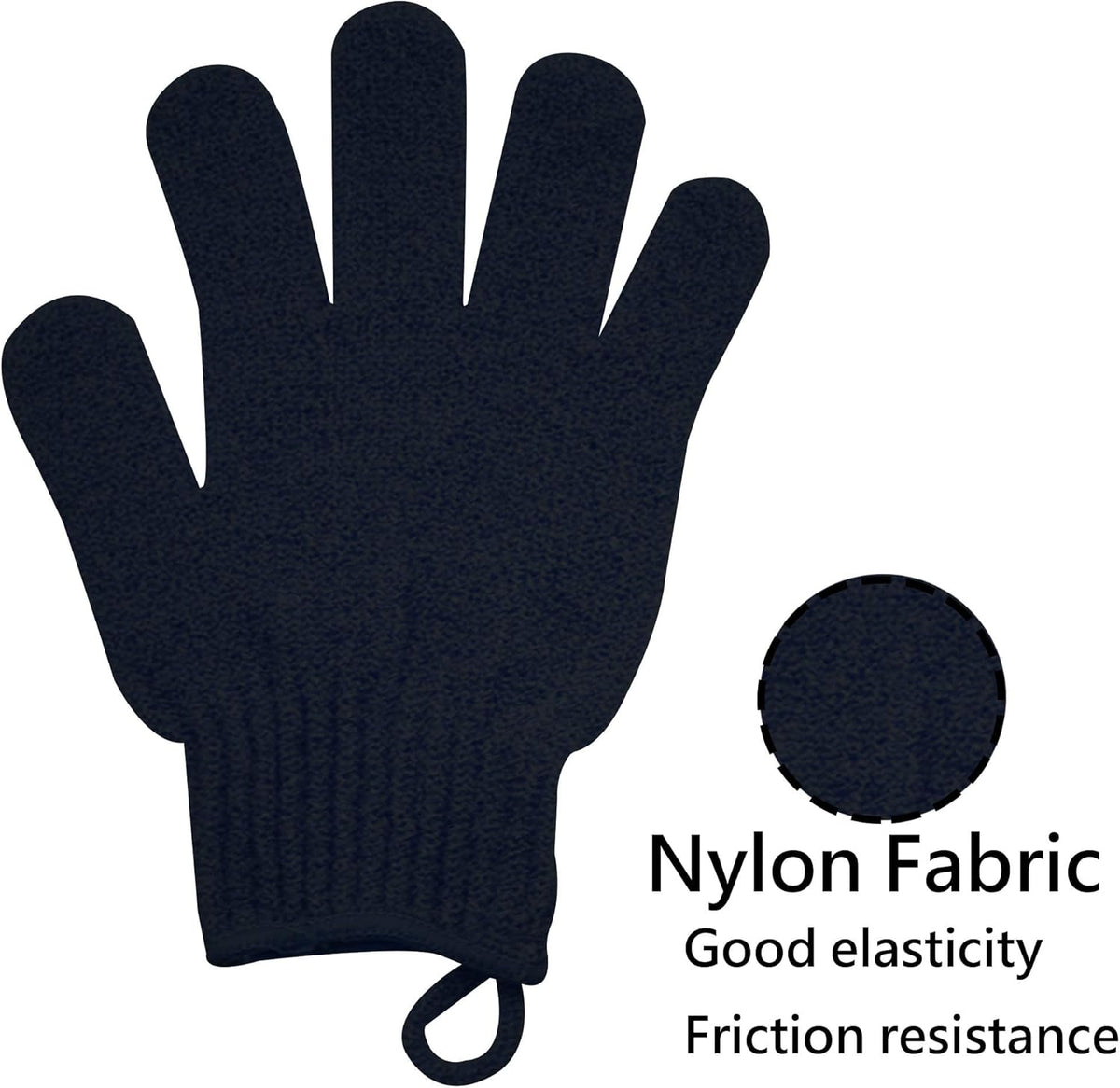Exfoliating Glove with Hanging Loop - Bath Gloves 1 Pair Shower Gloves, Heavy Exfoliating Gloves