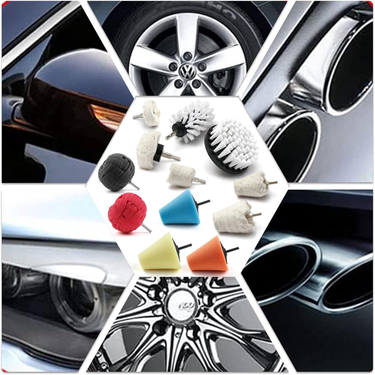 Polishing Pad Buffing Wheel Kit 12 Pack, Polishing Ball for Drill,for Car Care Metal Aluminum