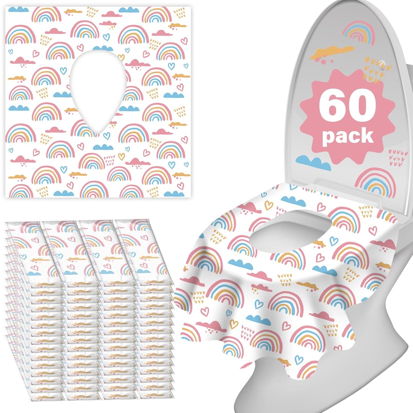 60 Pack Toilet Seat Covers Disposable, Extra Large Waterproof Toilet Cover for Toddlers & Adults