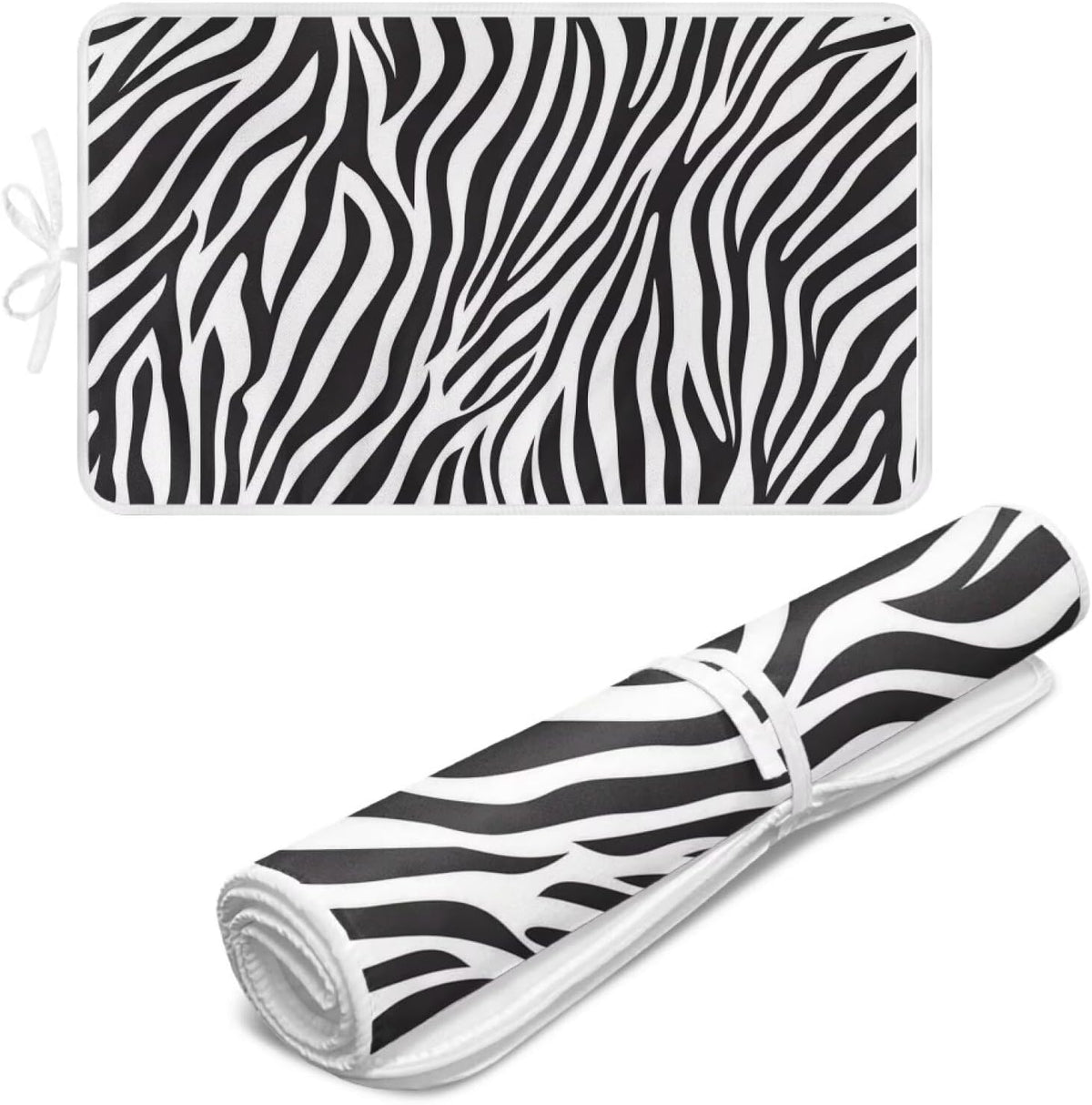 Zebra Print Ironing Mat Portable Iron Pad Magnetic Cover and Padding for Top of Washer, Dryer