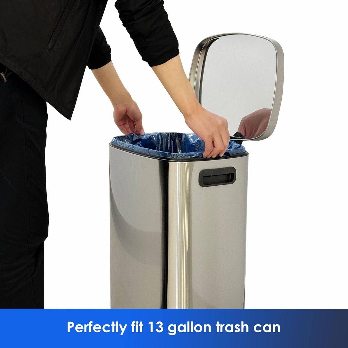 13 Gallon Recycling Trash Bags, Unscented 200 Count Drawstring Tall Kitchen Garbage Bags