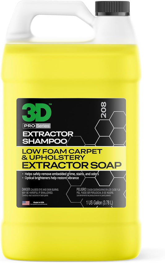 3D Extractor Carpet Cleaner Shampoo for Machine Use - Upholstery Cleaner, Stain Remover & Odor
