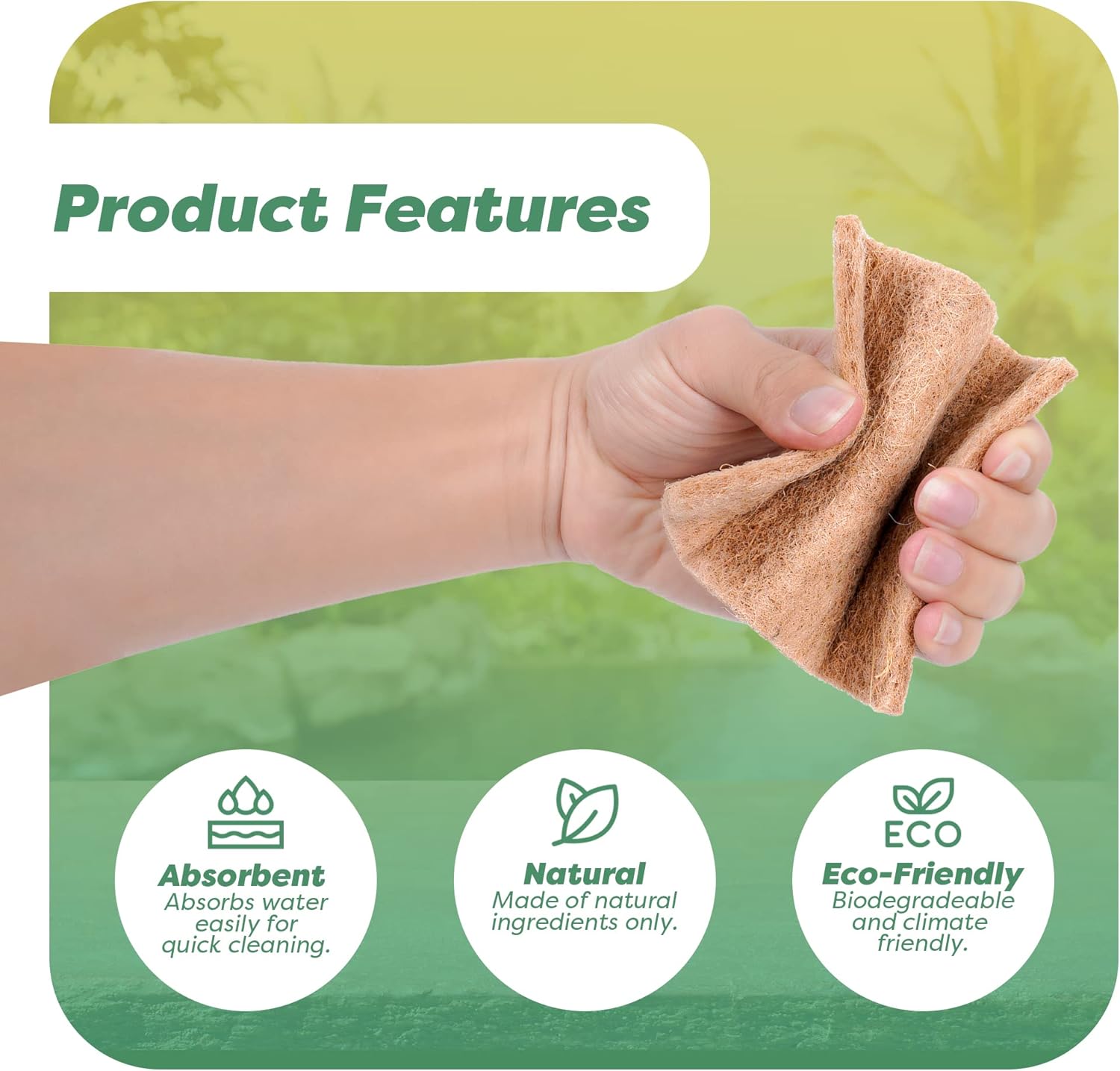 SCRUBIT 24 Natural Scouring Pads - Eco Friendly Scrubbing Pads for Kitchen Cleaning, Dishes, and