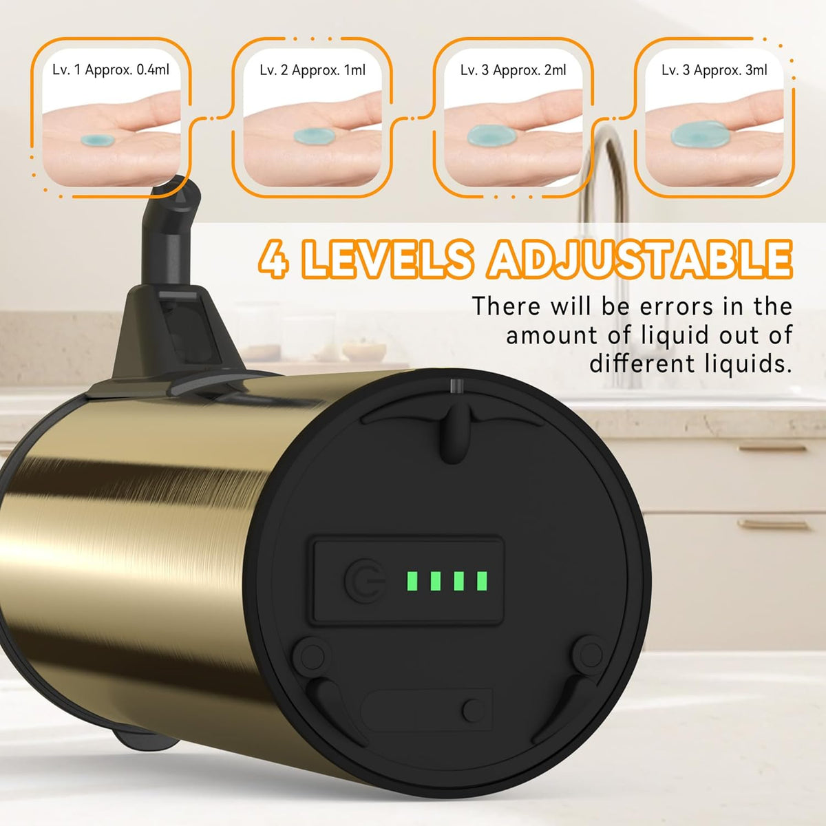 Automatic Soap Dispenser,Stainless Steel Material, Rechargeable Touchless Hand Sanitizer Pump,4