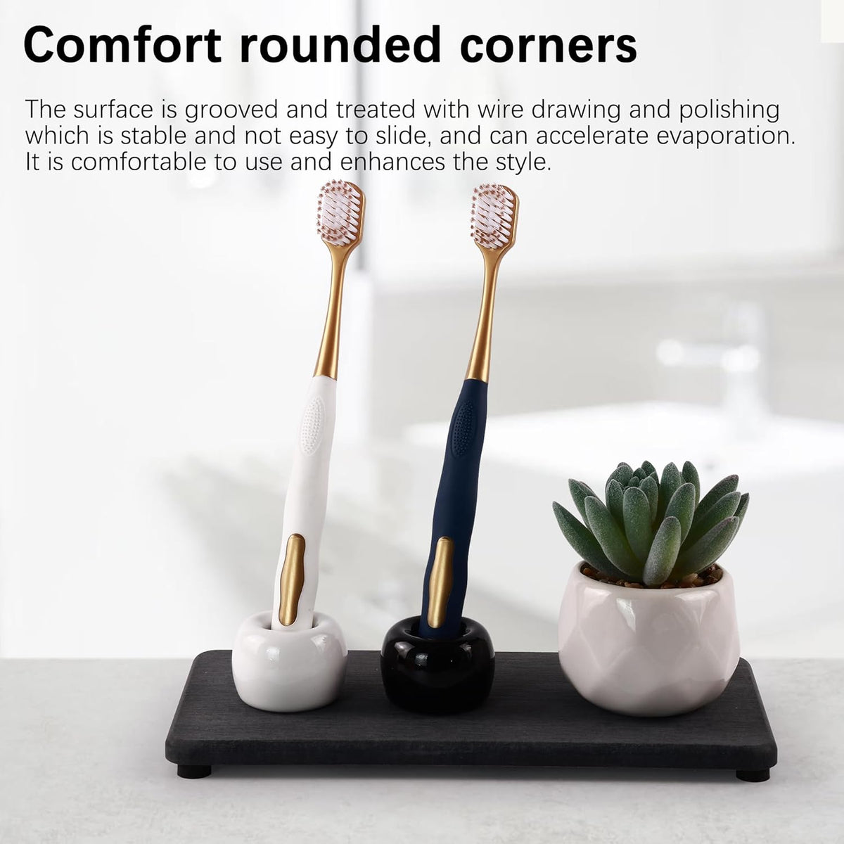 2 Pcs Water Absorbing Stone Trays, Kitchen/Bathroom Sink Soap Dish, Diatomite Tray Used for Hand