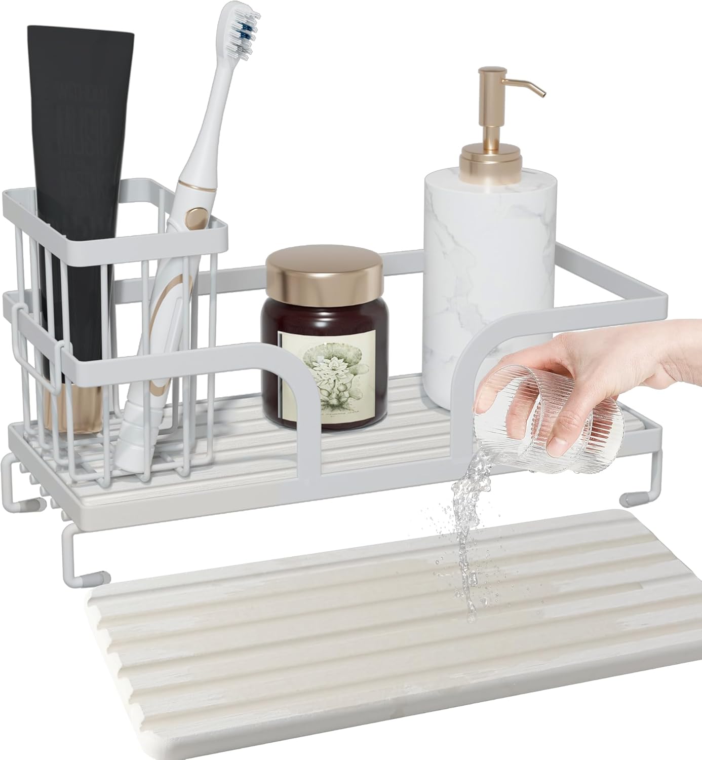 Bathroom Counter Organizer,Perfume Tray,Stone Drying Mat for Kitchen Counter,9.7" x 4.2"x 3.2"