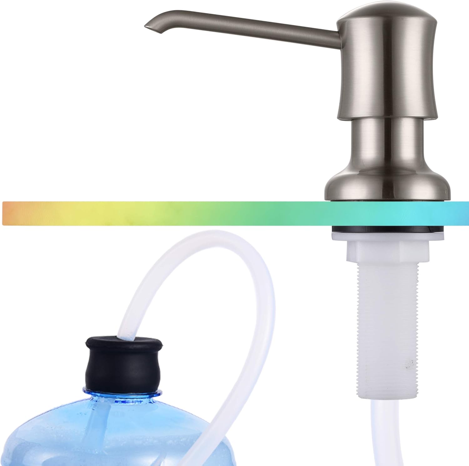 Sink Soap Dispenser for Kitchen Sink Brushed Nickel Upgrade with 40" Silicone Extension Tube Kit