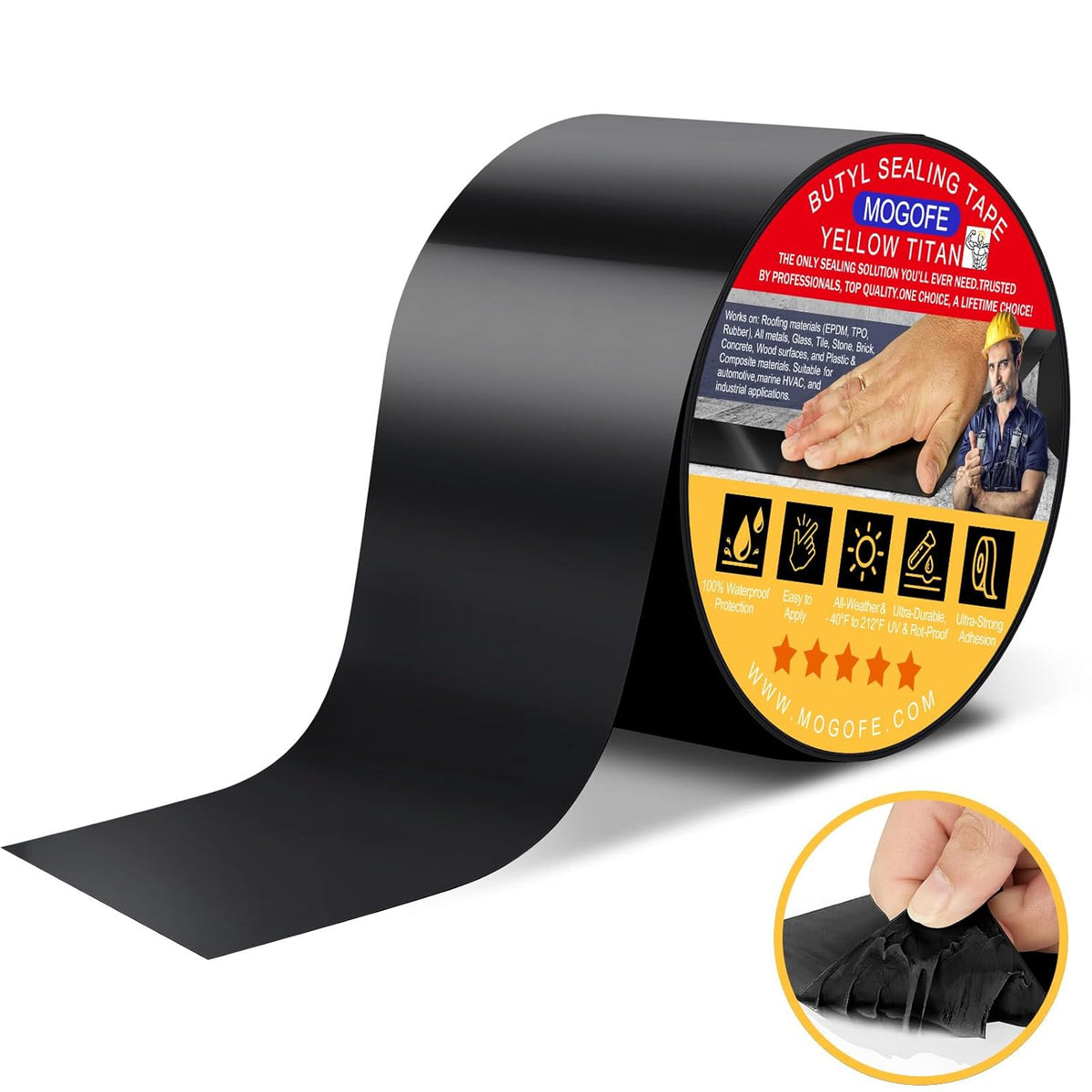 RV Roof Sealant Tape Black, 2 Inch x 50 Feet RV Repair Roof Sealer Seal Tape UV-Resistant