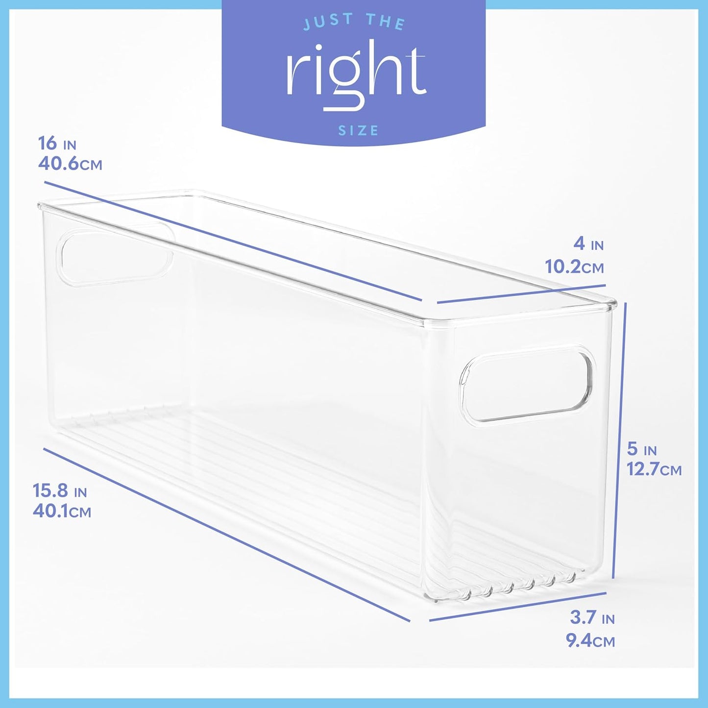 Plastic Food Storage Clear Container Bin with Handles for Organizing Kitchen, Pantry, Fridge