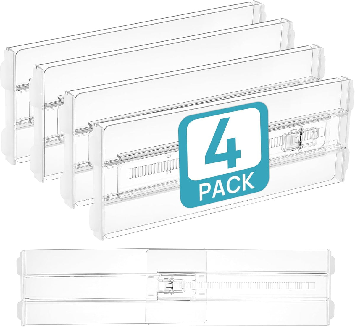 Vtopmart 4 Pack Drawer Dividers for Clothes, 4" High 10.2"-16.6" Adjustable Expandable Dresser