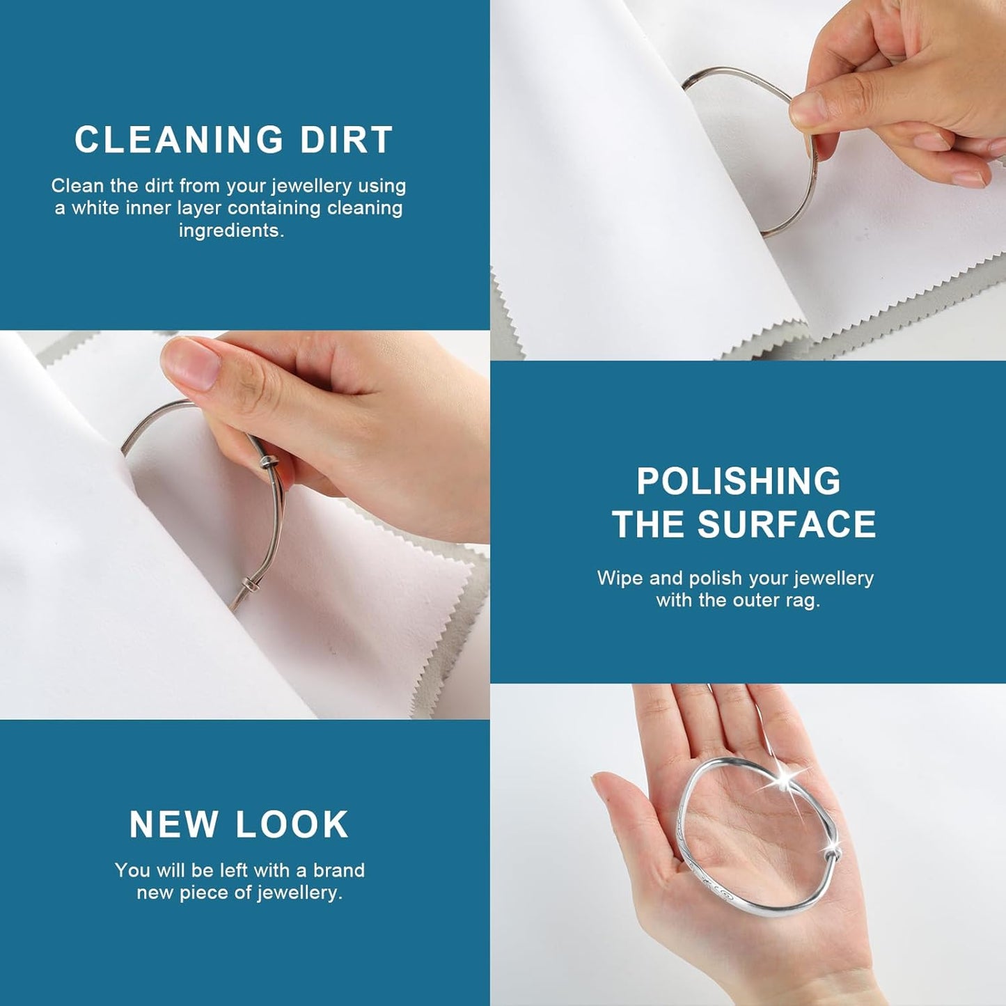 Phinus 3PCS Jewelry Cleaning Cloth, 10'' x 12'' Silver Polishing Cloth Jewelry, 100% Cotton Jewelry