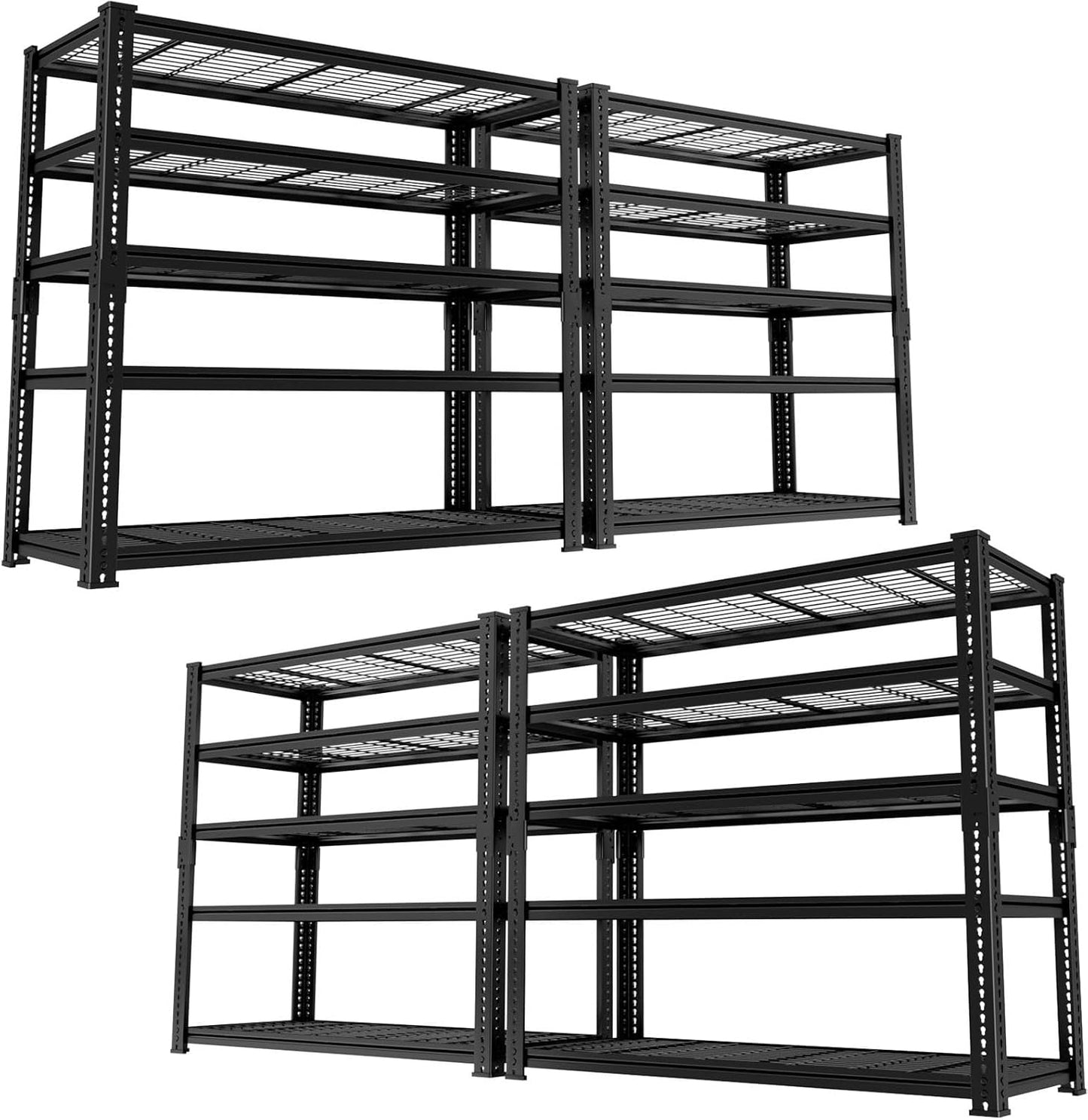 ROOMTEC Garage Shelving, 4 PCS 3300 LBS Capacity Sorage Shelves Heavy Duty, 5 Tier Adjustable Metal