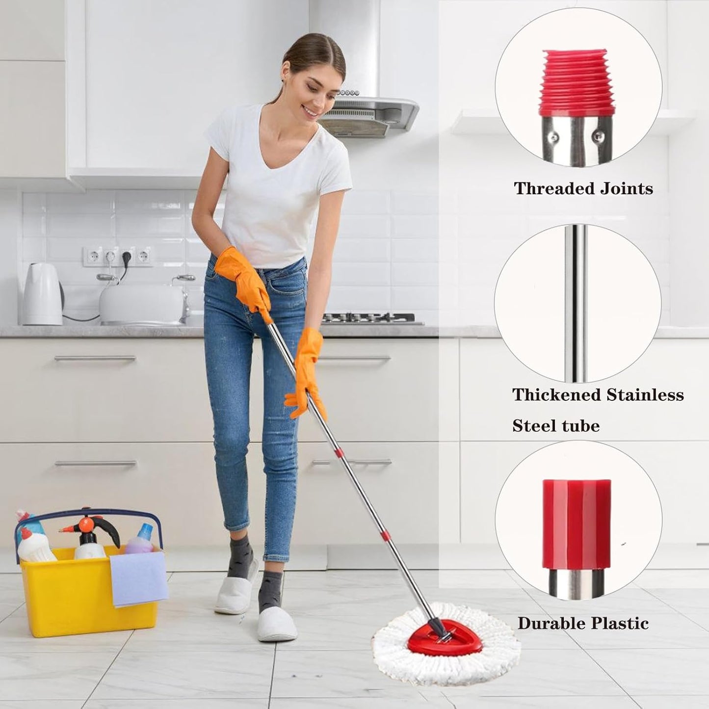 Spin Mop Replacement Head Mop Replace Head Compatible with O Cedar EasyWring Spin Mop - 4 O-Ceda