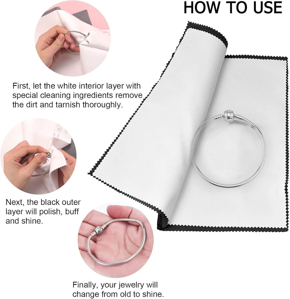 SEVENWELL Silver Polishing Cloth, Jewelry Cleaner Cloth for Sterling Silver Jewelry, Gold