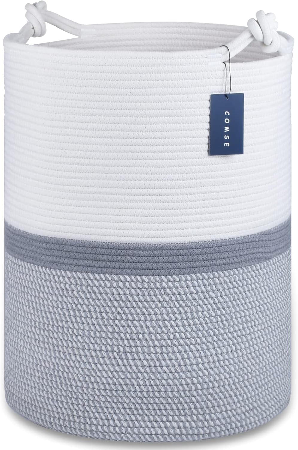 COMSE Extra Large Blanket Basket, Tall Woven Storage Basket, Nursery Hamper, 15.7”x 21.7”, Cotton