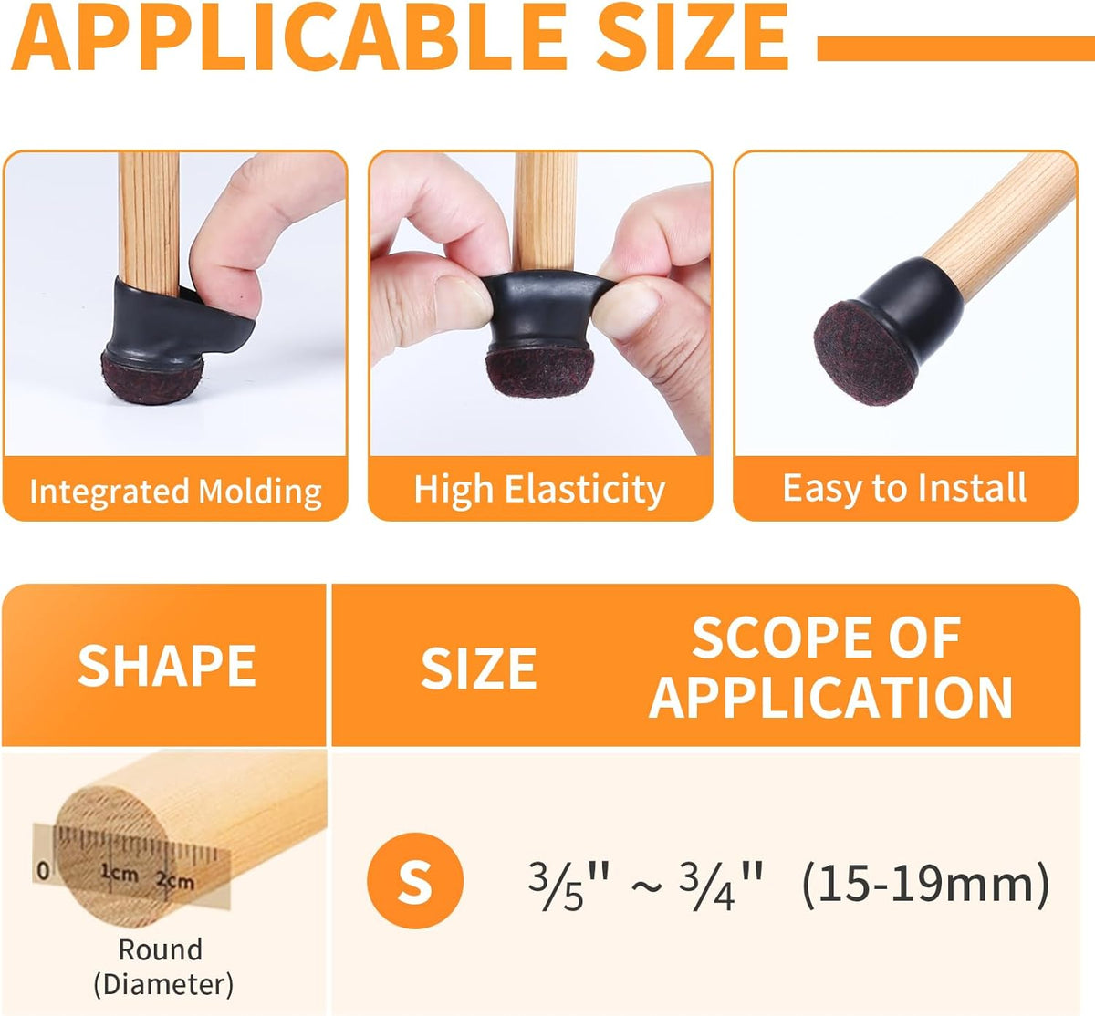Ezprotekt 24 Pcs Small Black Silicone Chair Leg Floor Protectors for Hardwood Floor, Chair Leg Caps