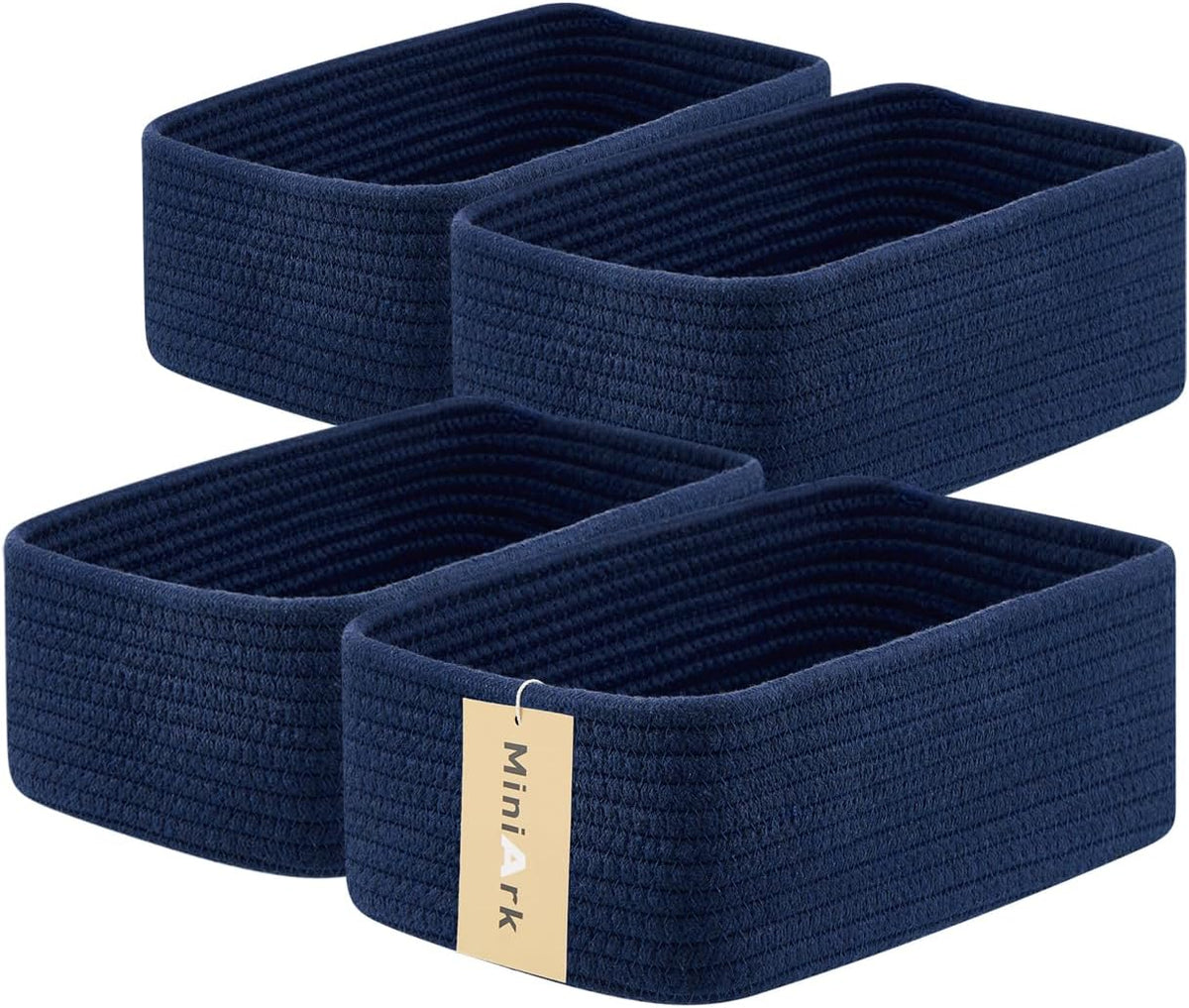 Small Storage Baskets for Organizing | Closet Organizer Bins | Shelf Toy Basket | Woven Rope