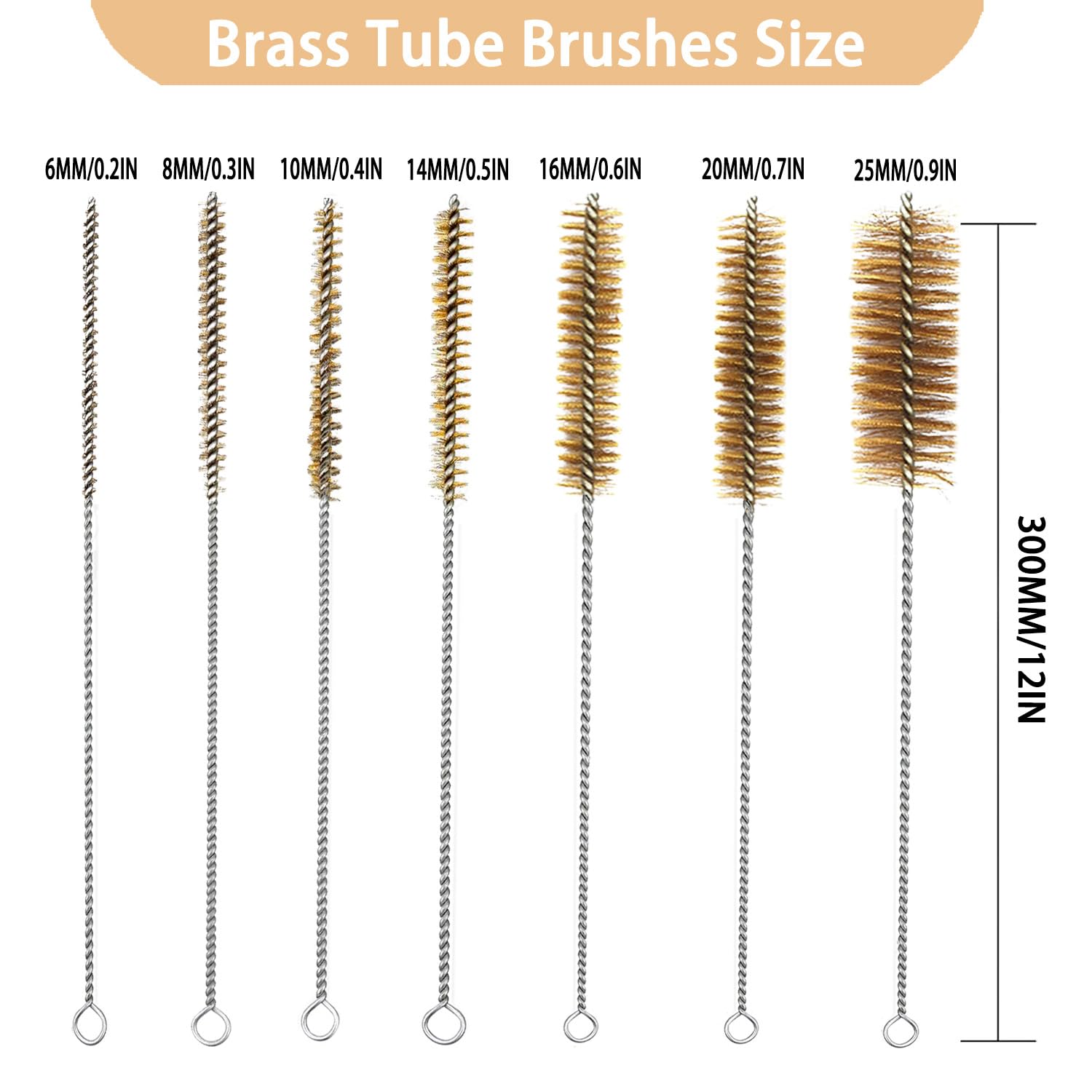 7pcs Brass Tube Brushes Bottle Brush Wire Tube Brushes,Long Wire Cleanling Brushes,Tube Cleaning