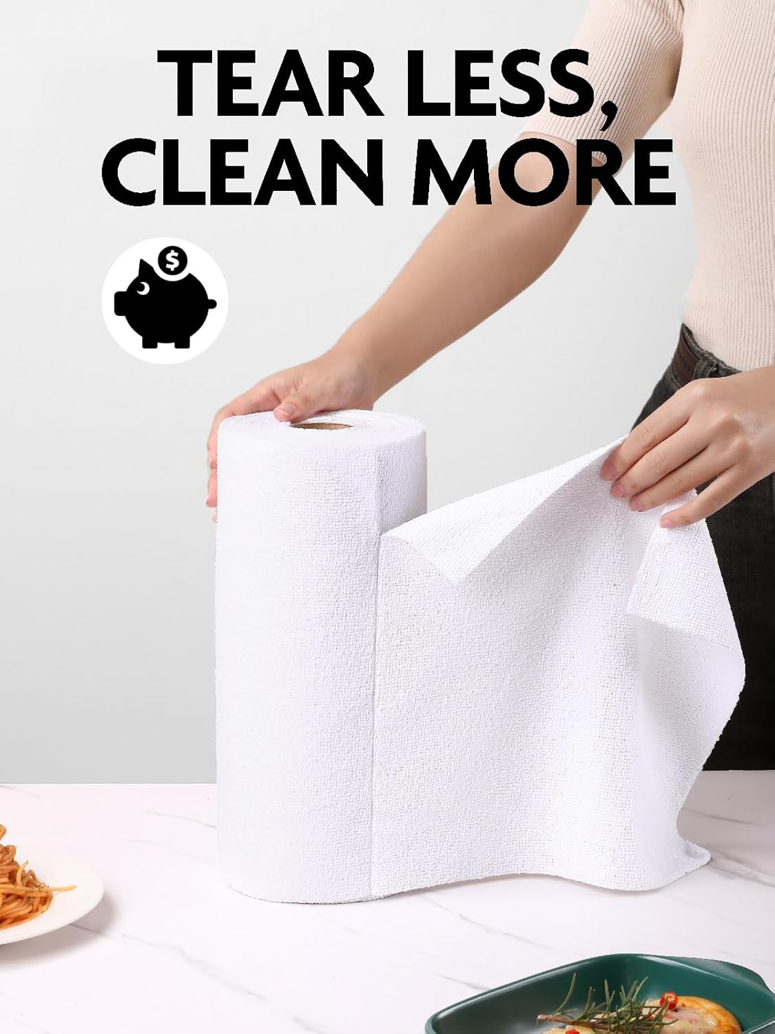 Fantasticlean Microfiber Cleaning Cloth Roll -90 Pack, Tear Away Microfiber Towels, 12" x 12"