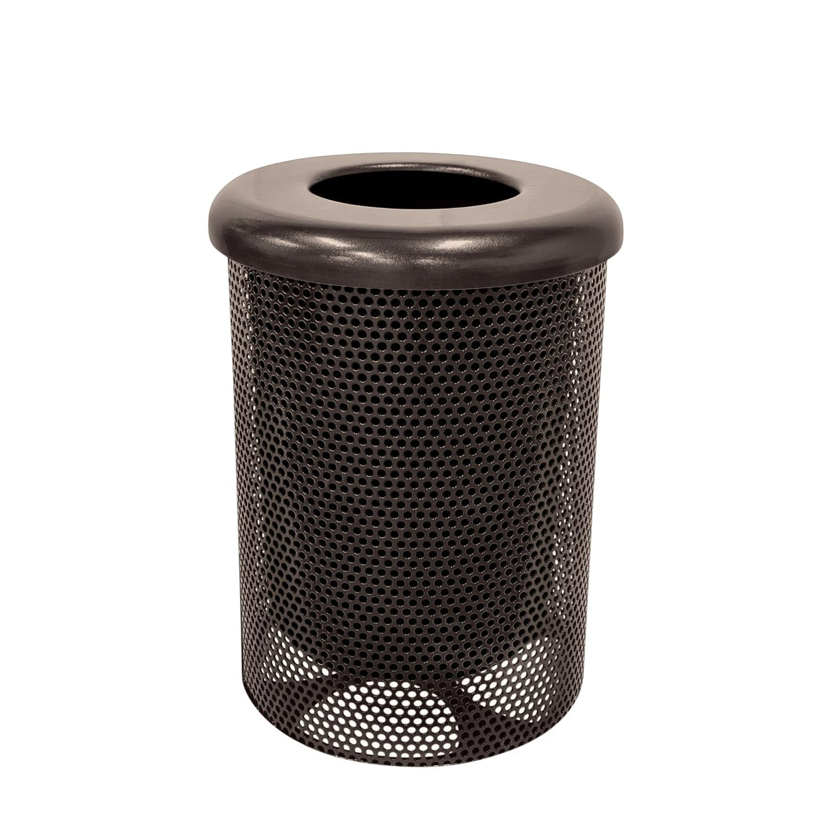 COATEDOUTDOORFURNITURE RFT-P-BRW Heavy Duty Round Trash Receptacle with Flat Top, Liner Included