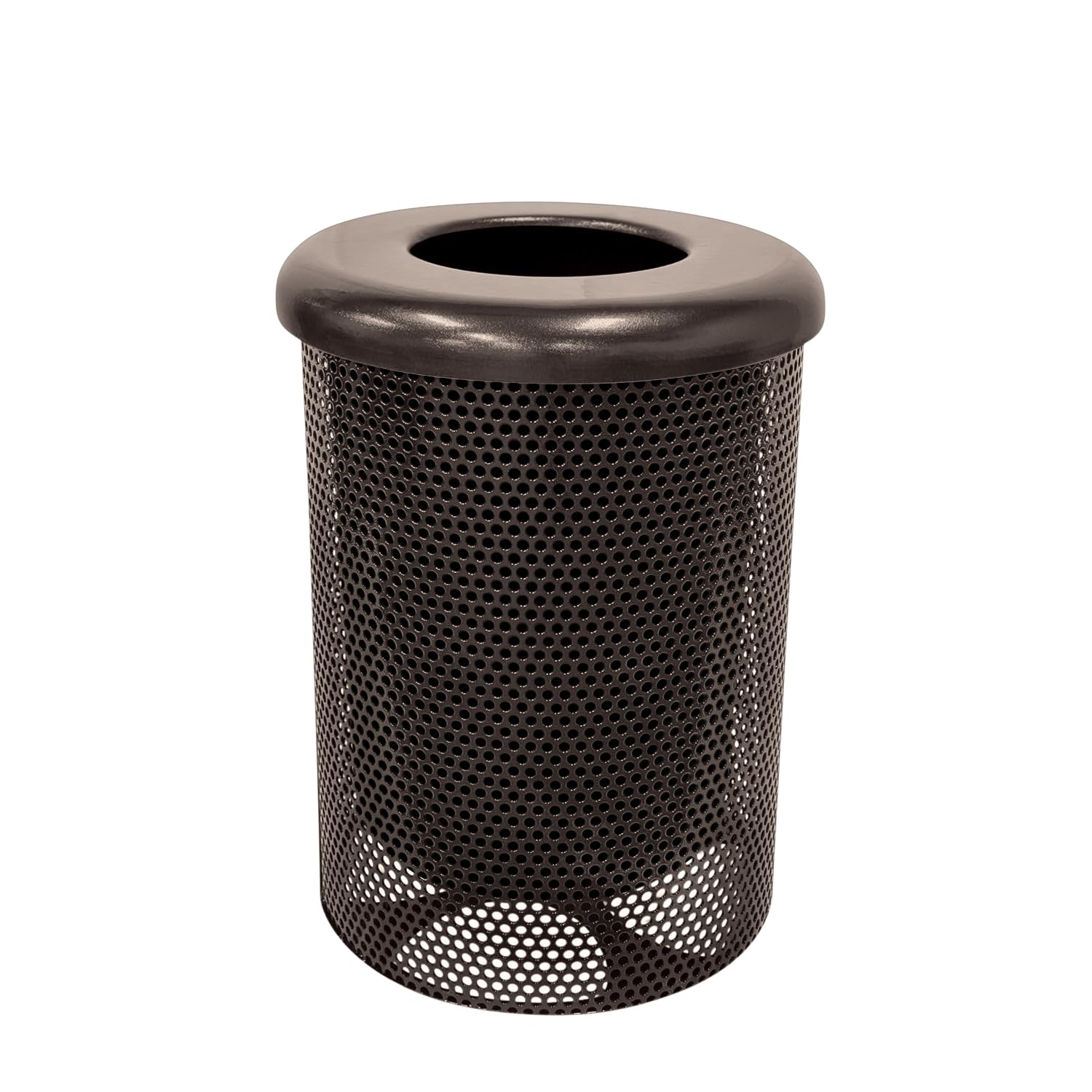 COATEDOUTDOORFURNITURE RFT-P-BRW Heavy Duty Round Trash Receptacle with Flat Top, Liner Included
