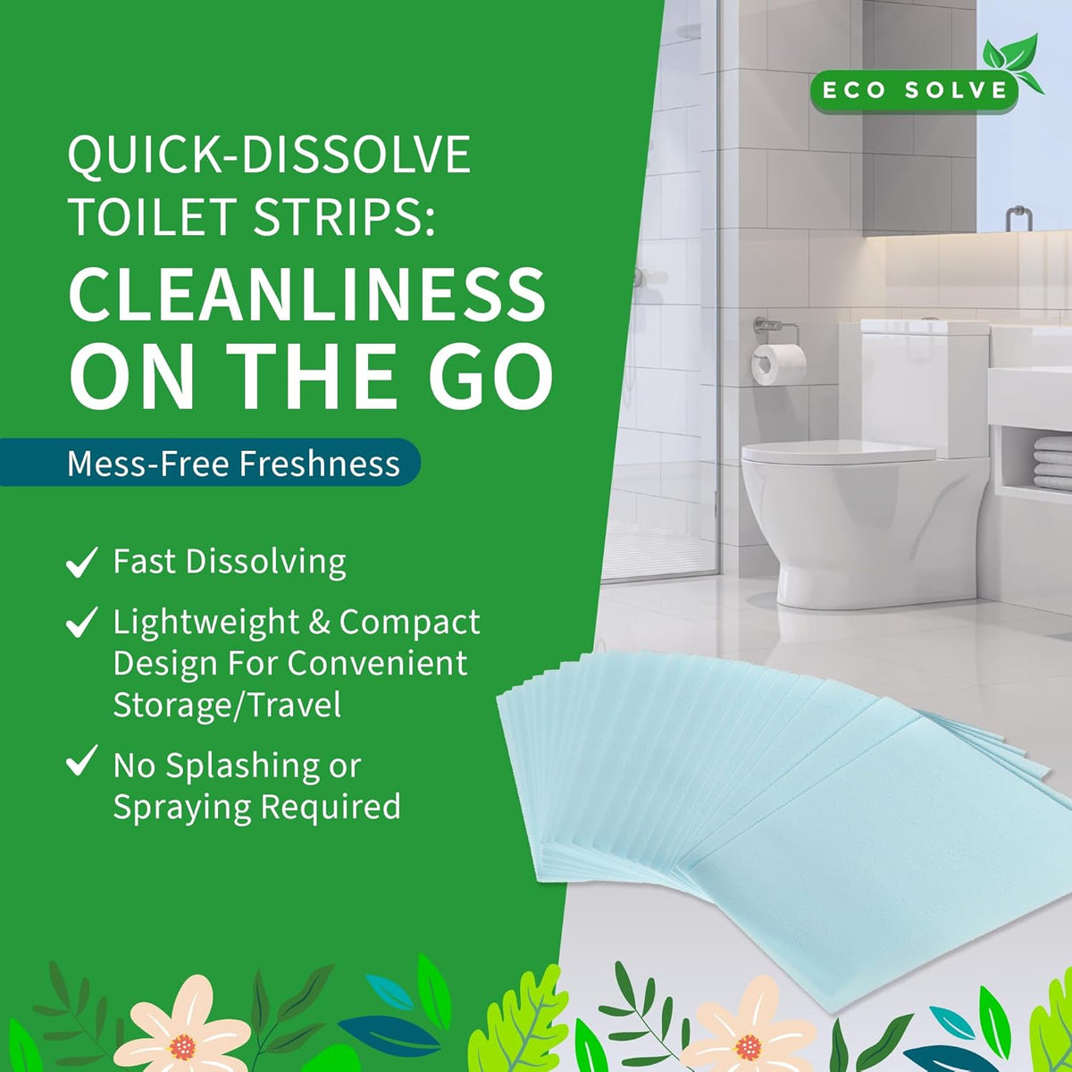 Natural Toilet Bowl Cleaner Strips, Eco-friendly, Non-toxic, Septic Safe, Removes Odors & Stains