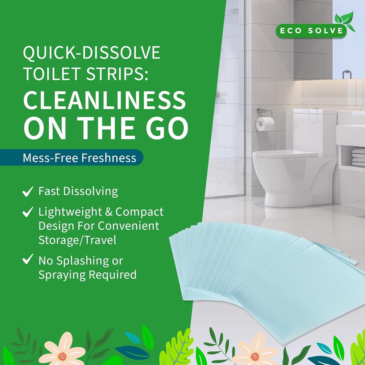Toilet Bowl Cleaner Strips, Eco-friendly, Non-toxic, Septic Safe, Removes Odors & Stains
