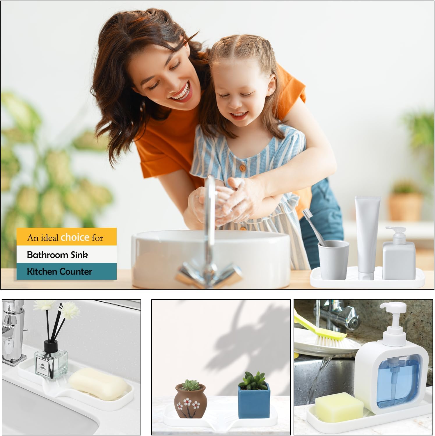 Silicone Bathroom Soap Dishes, Sponge Holder for Kitchen Sink, Shower Soap Holder with Drain, Soap