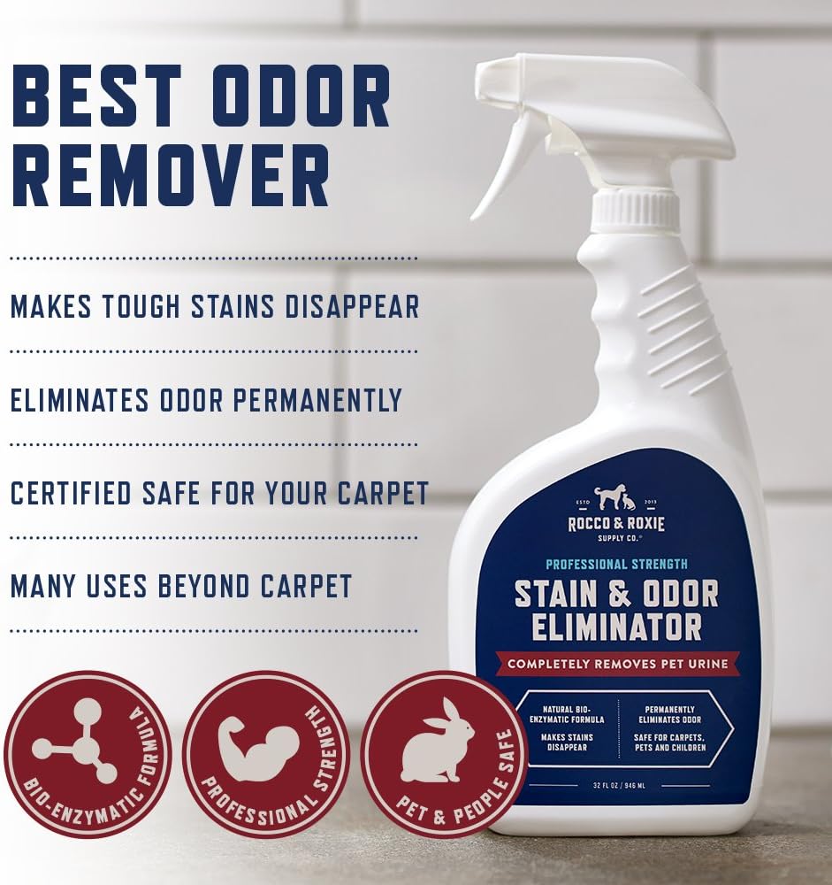 Rocco & Roxie Supply Co. Stain & Strong Odor Eliminator, Enzyme Cleaner, Pet Odor Eliminator for