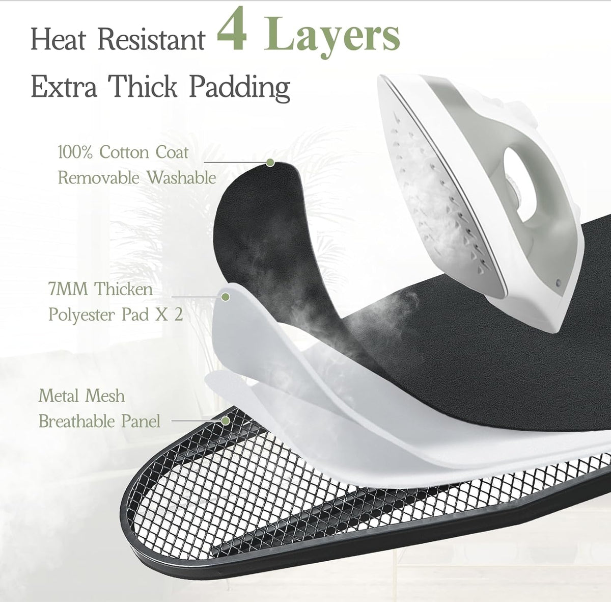 Ironing Board 48x15, Wide Heavy Duty Full Size Iron Board with Retractable Iron Rest, BlissBoard