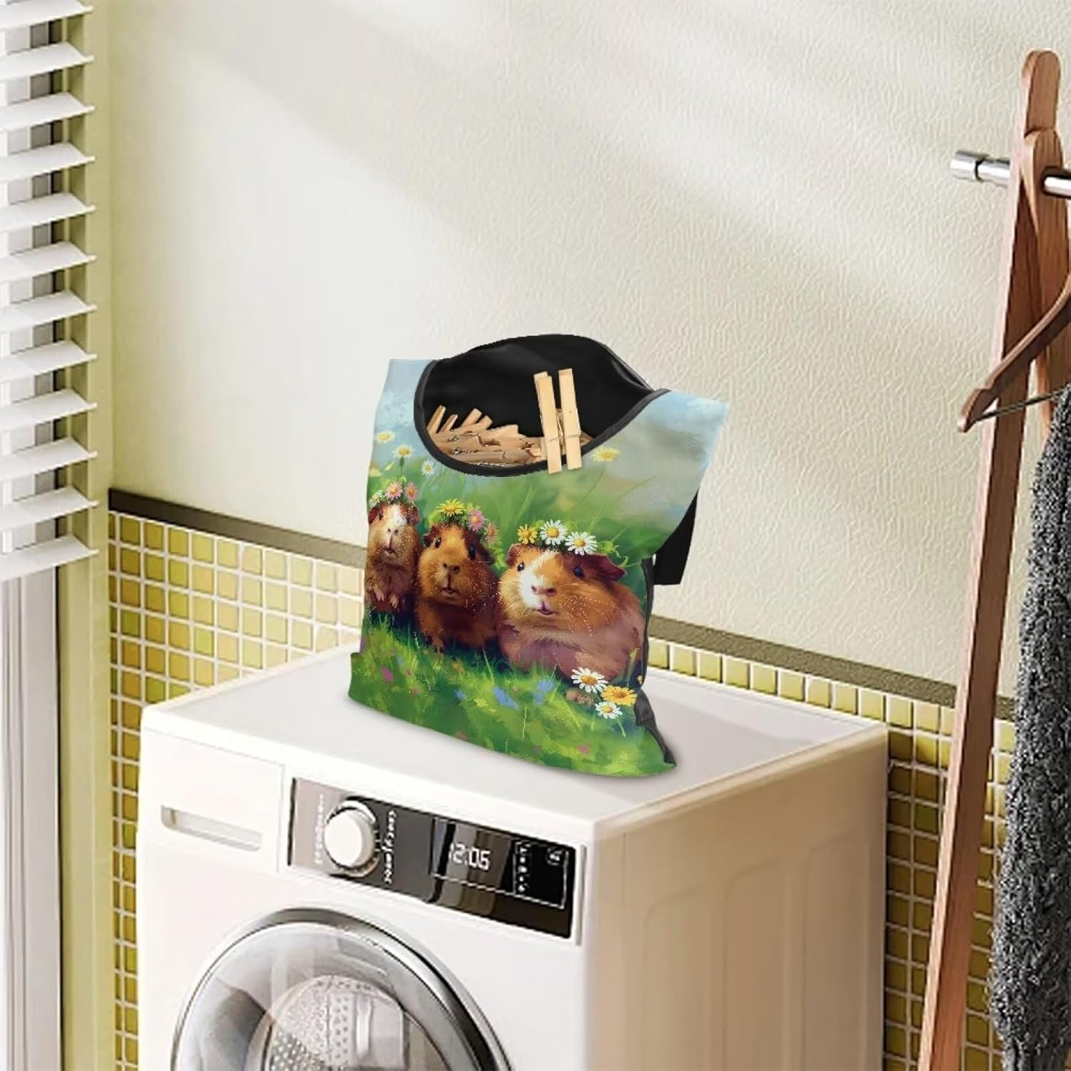 Guinea Pig Clothespin Bag Space-Saving Laundry Hanging Storage Organizer Clothes Pin Hanging Bag