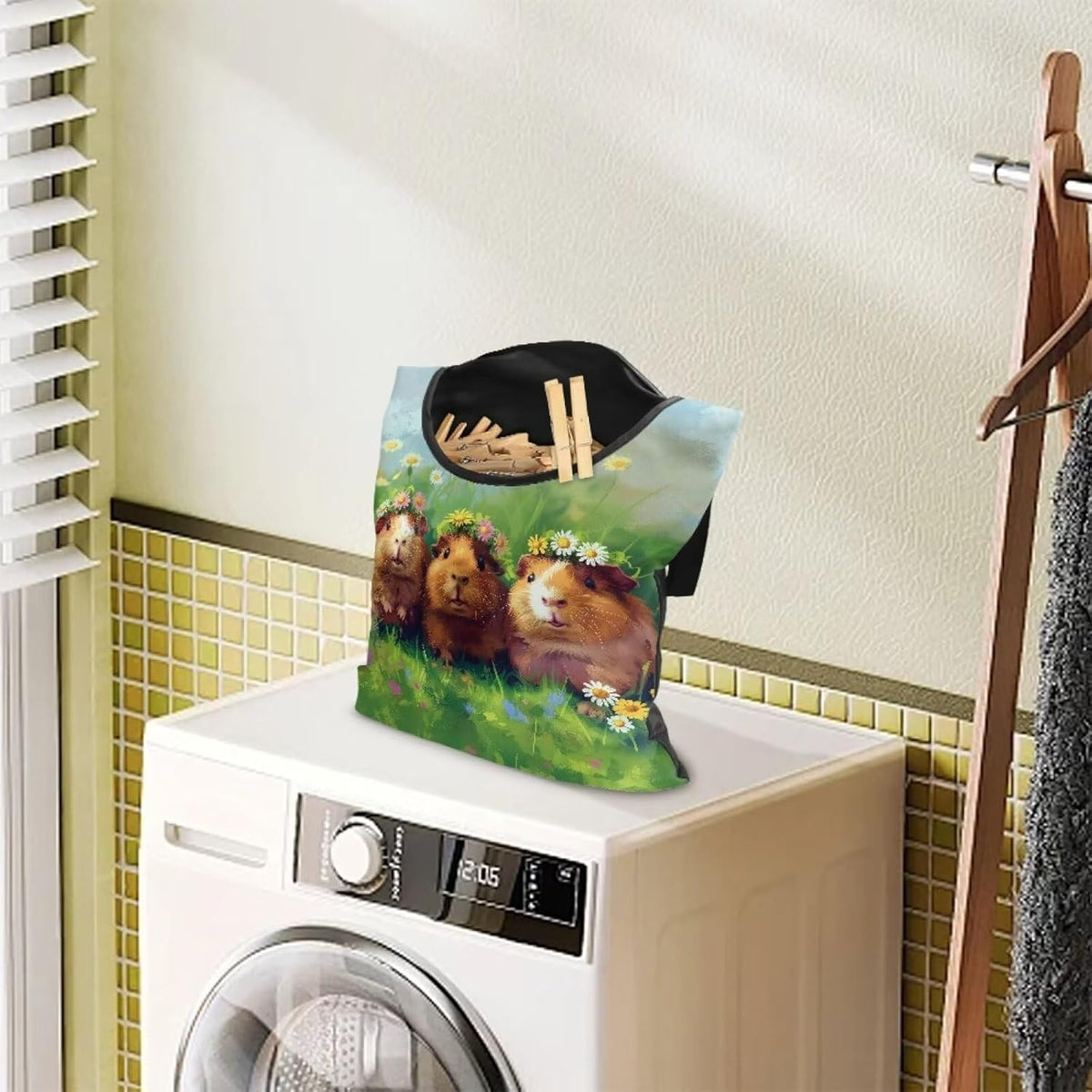Guinea Pig Clothespin Bag Space-Saving Laundry Hanging Storage Organizer Clothes Pin Hanging Bag