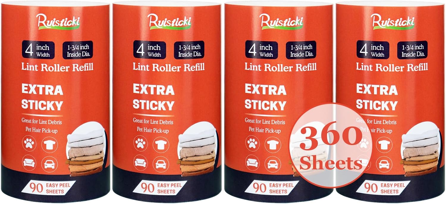 4 inch Lint Roller Refills Only for Scotch Brite, Everyday Clean Lint Roller Refills Pack of 4