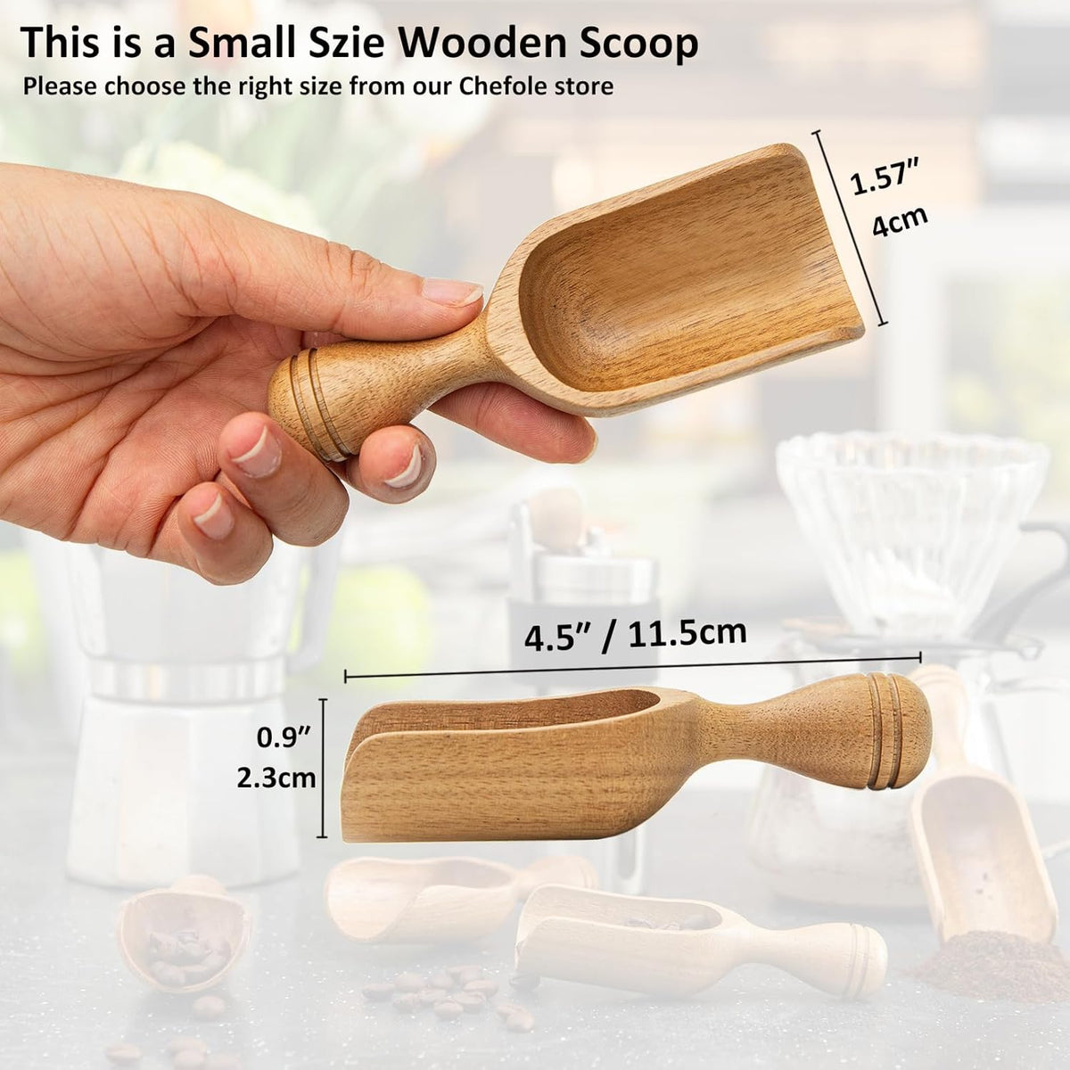 Wooden Scoops for Canisters 4PCS Acacia Wooden Scoop for Jars Small Wood Scoops for Canisters