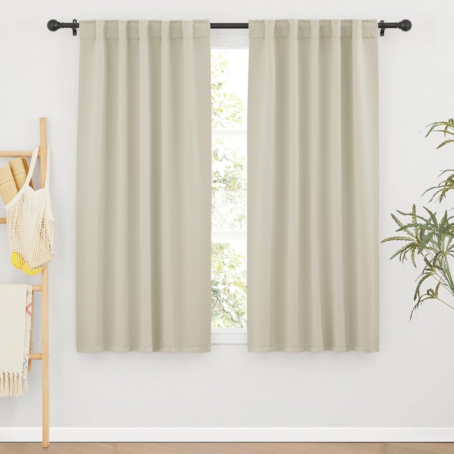 RYB HOME Blackout Curtains for Living Room, Back Tab & Rod Pocket Top Insulating Window Decor for