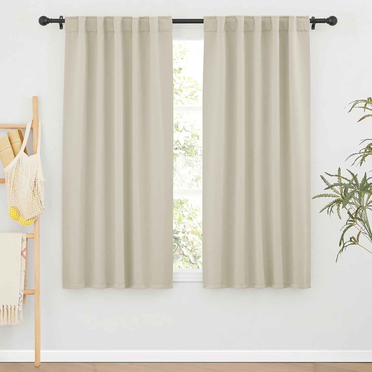 RYB HOME Blackout Curtains for Living Room, Back Tab & Rod Pocket Top Insulating Window Decor for