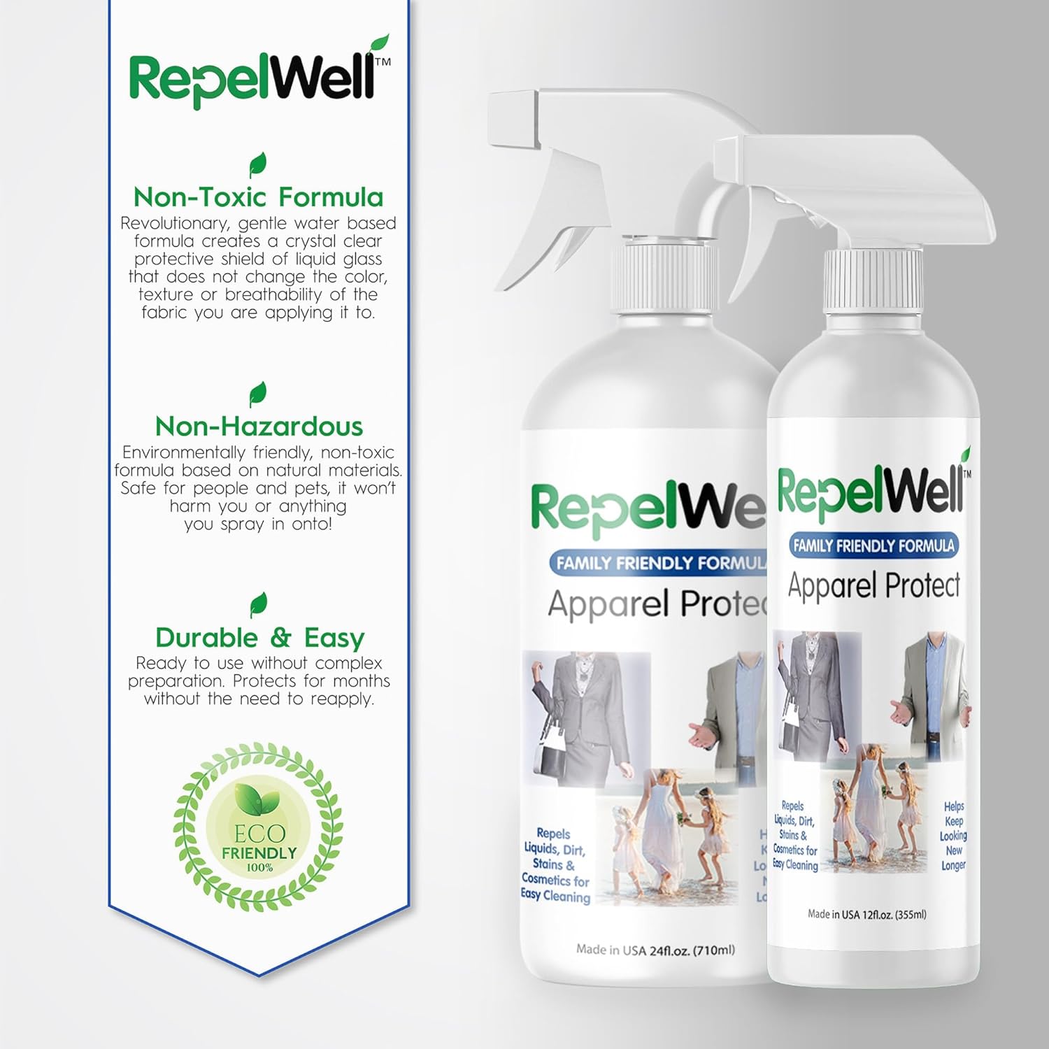 Apparel Protect (12oz) Stain & Water Repellent Spray – Non-Toxic, Eco-Friendly, Pet-Safe Sprays for