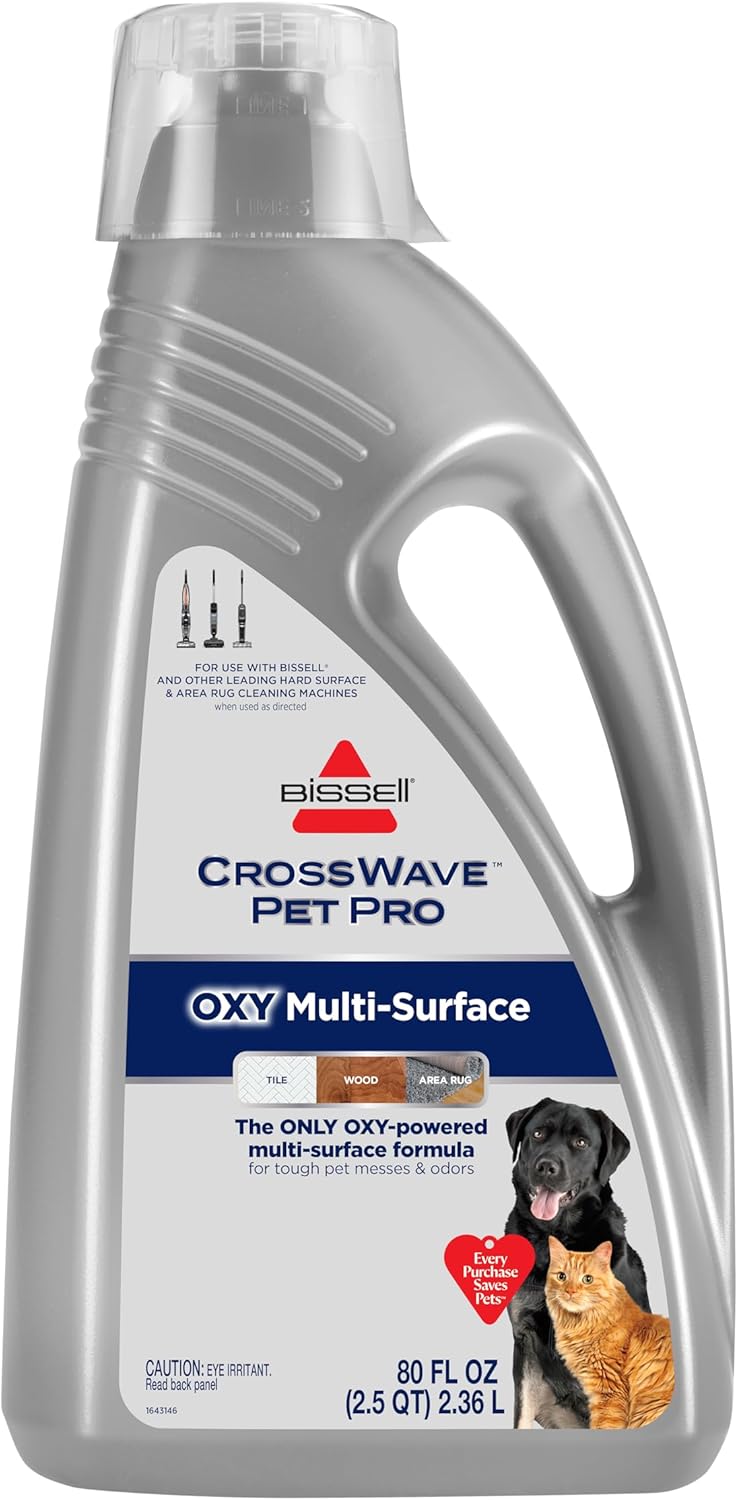Bissell CrossWave PET PRO OXY Multi-Surface Formula, 4019G, 80 oz, Removes Stuck-On Stains like