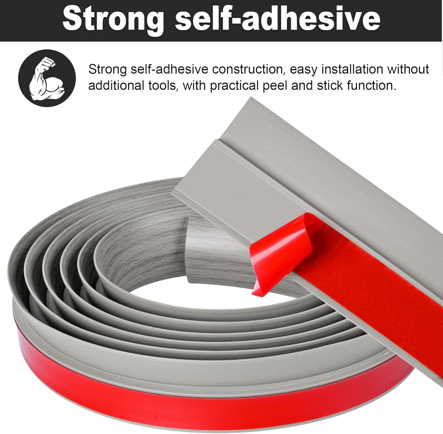 20Ft Carpet Floor Transition Strip, Self Adhesive Floor Edging Trim Strip, PVC Threshold Cover for