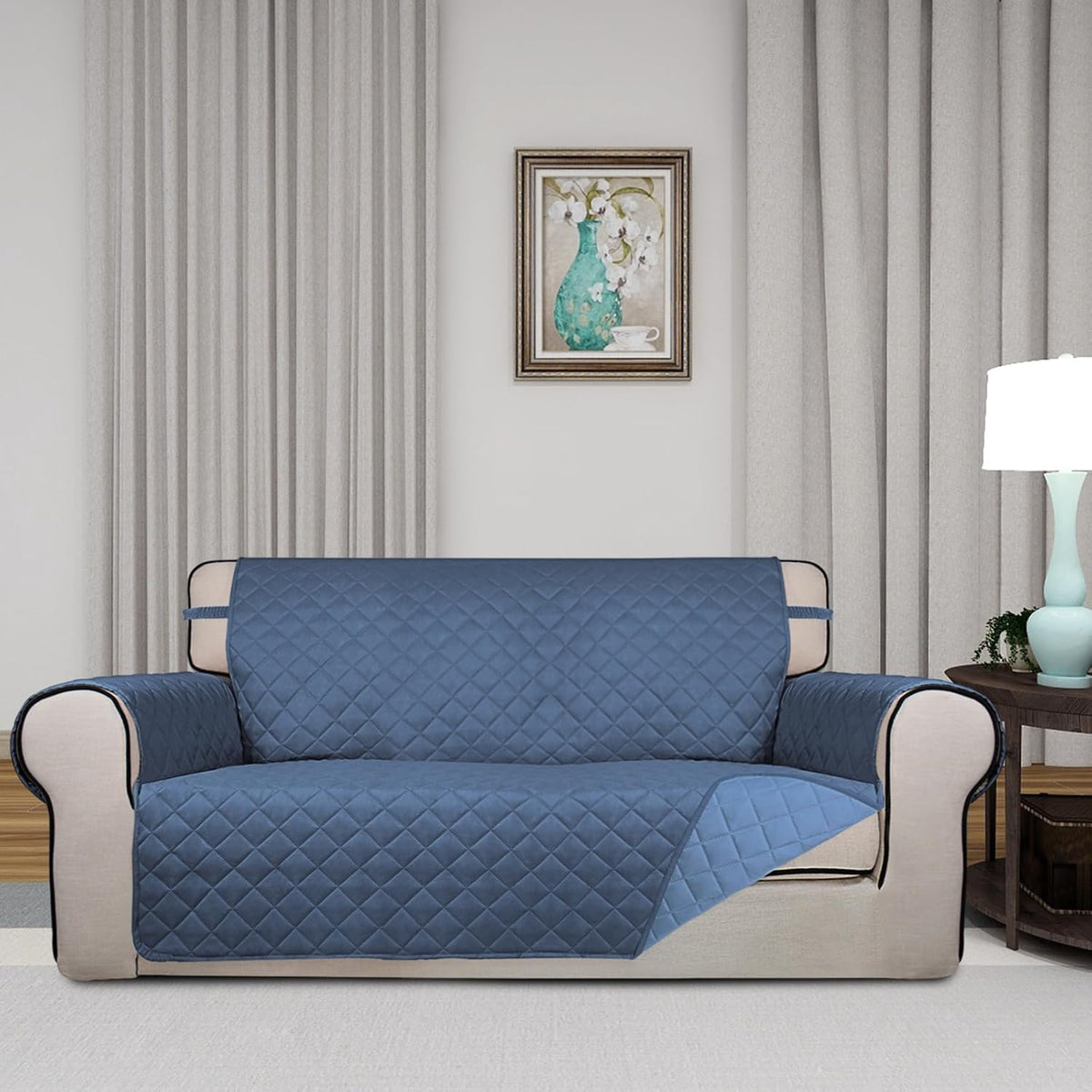 PureFit Reversible Quilted Sofa Cover, Water Resistant Slipcover Furniture Protector, Washable