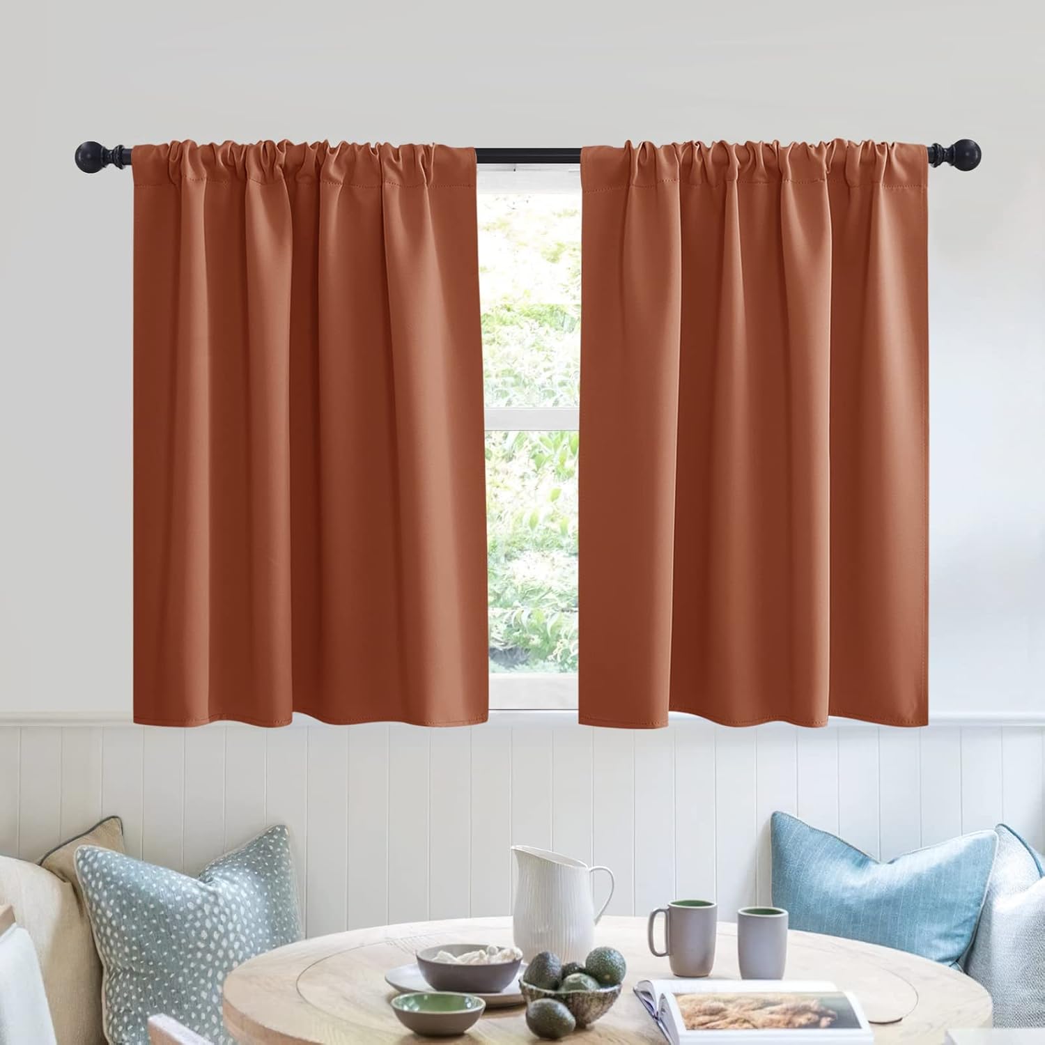 RYB HOME RV Curtains for Camper Windows - Soft Thermal Insulated Small Window Curtain Tiers for