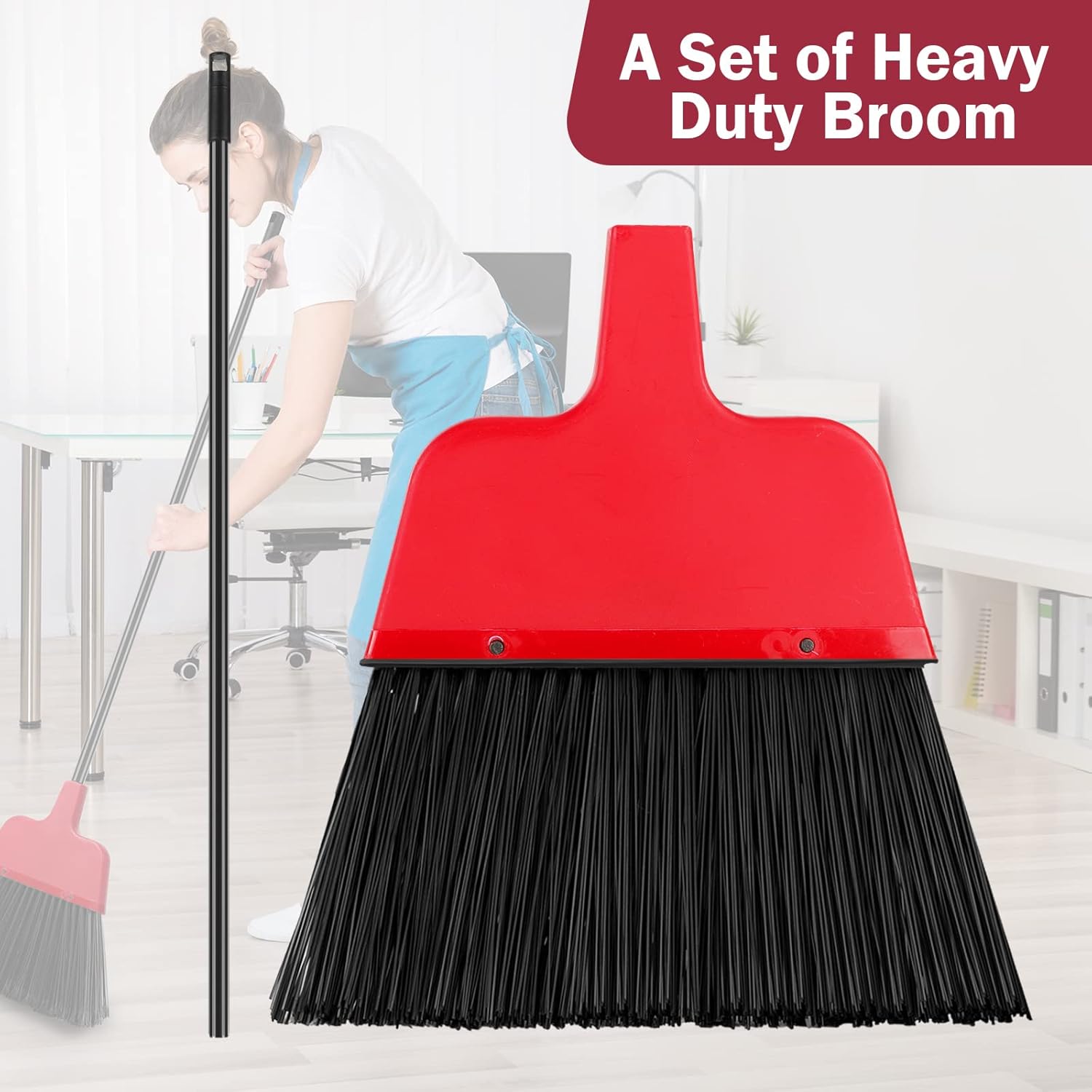 8 Pcs Outdoor Broom for Floor Cleaning 54 Inch Commercial Heavy Duty Broom Long Handle Kitchen