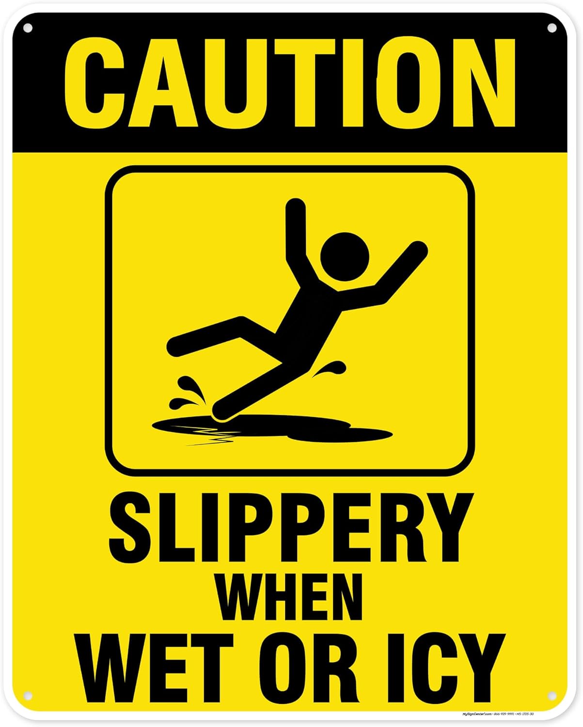 Caution Slippery When Wet Sign or ICY Sign, 24"x30" Polyethylene, Indoor/Outdoor Use, USA MADE By