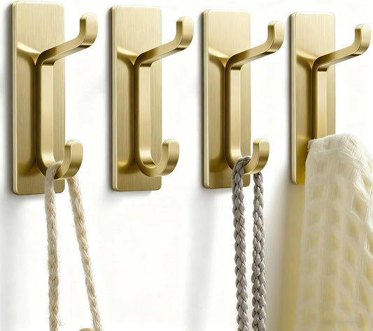 pickpiff Self Adhesive Hooks, Extra Sticky 10LB (Max), Heavy Duty Stainless, Stick On Wall and Door
